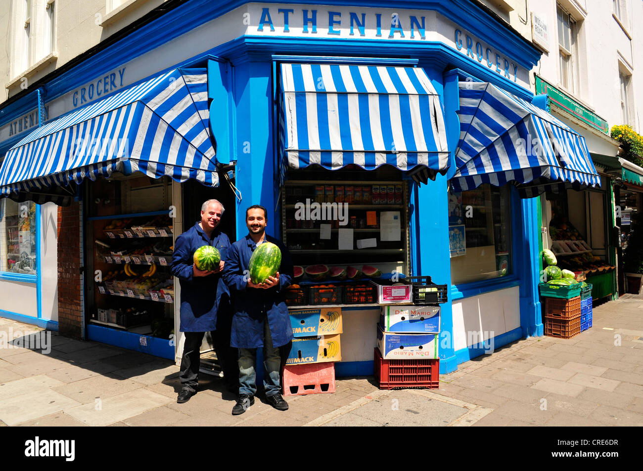 Shopkeepers at the Greek Cypriot Athenian Grocery, near Notting Hill