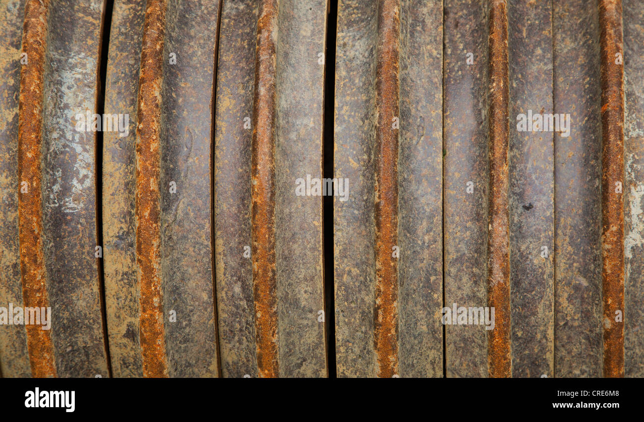 Old rusty metal on an agricultural roller Stock Photo