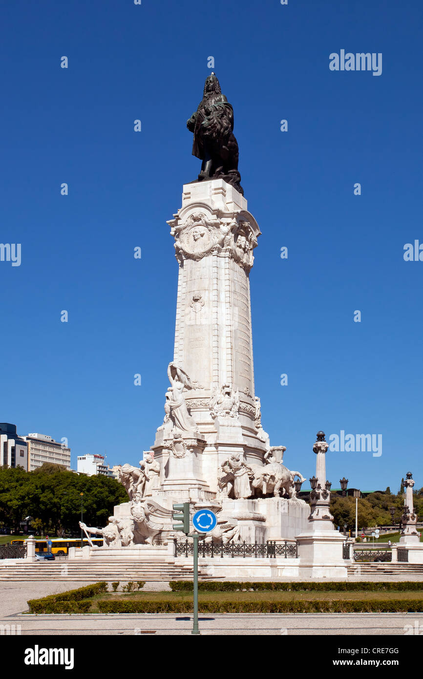 Praca Marques de Pombal square in Lisbon, Portugal, Europe Stock Photo