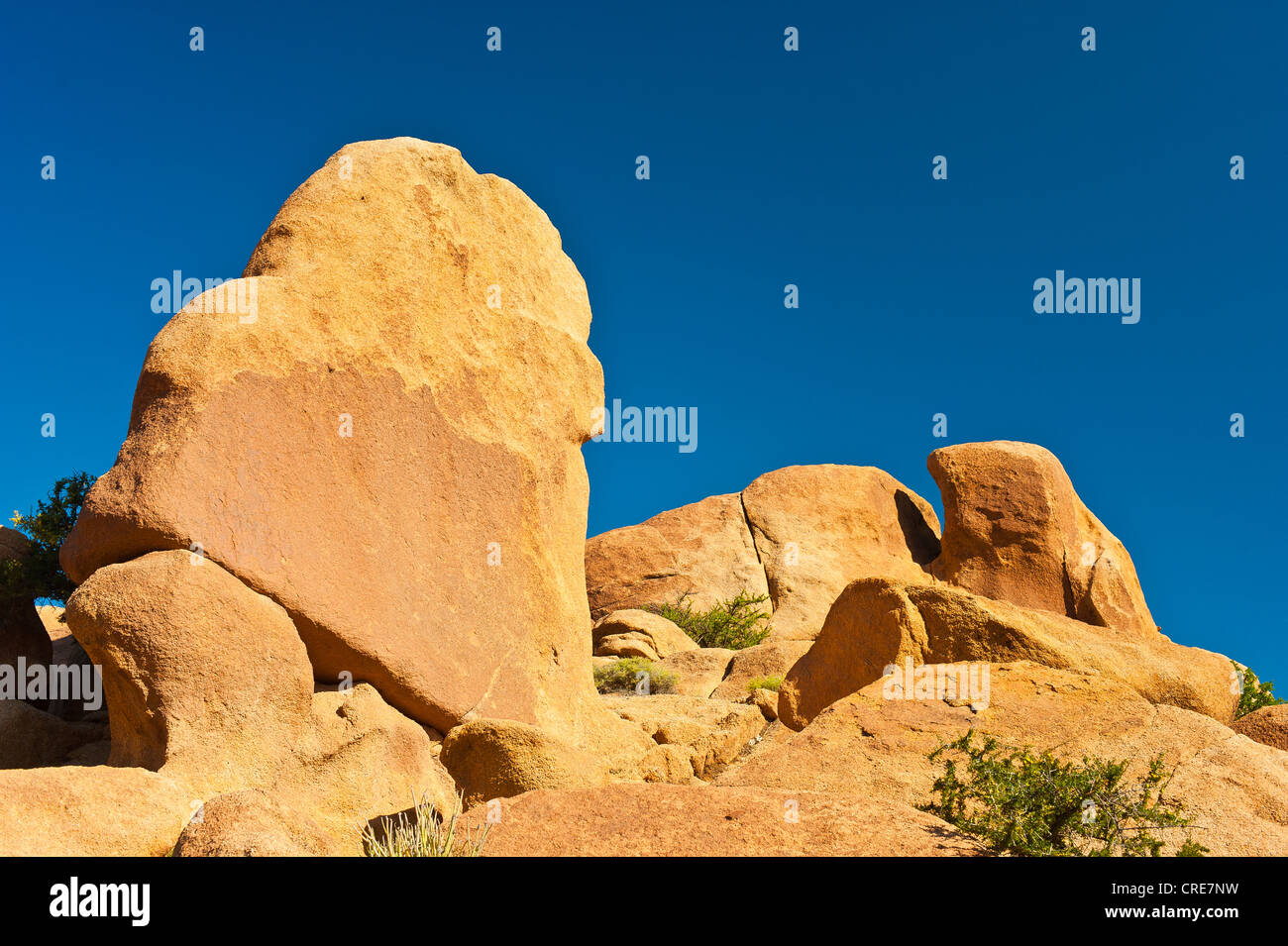 Granite boulders lying on a rocky outcrop in the Anti-Atlas Mountains, southern Morocco, Morocco, Africa Stock Photo