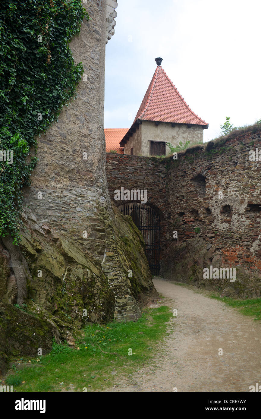 The tower of the castle Pernstejn, Czech Republic Stock Photo