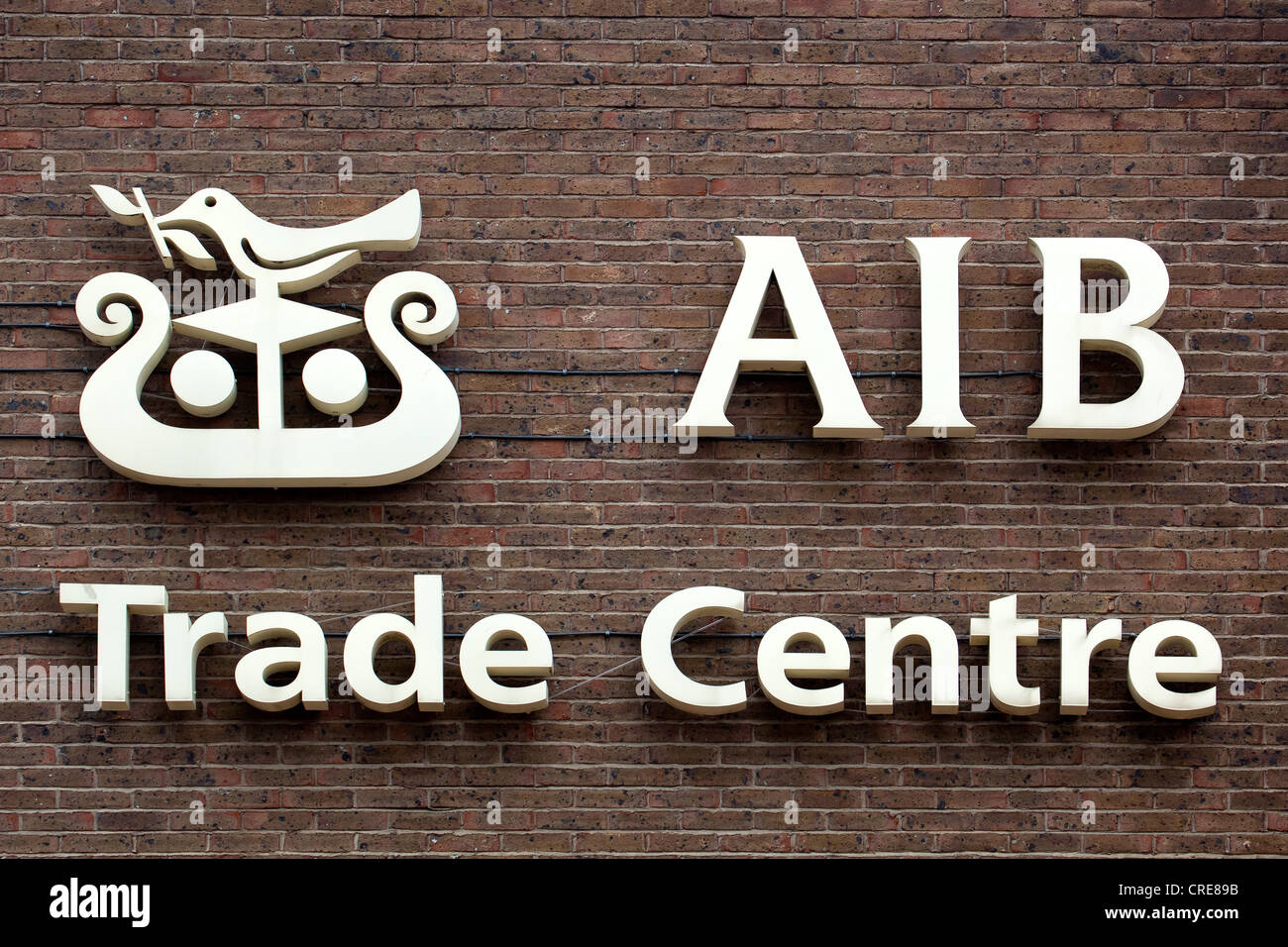 Trade Centre at the headquarters of the Allied Irish Bank, AIB, on the River Liffey in the financial district in Dublin, Ireland Stock Photo