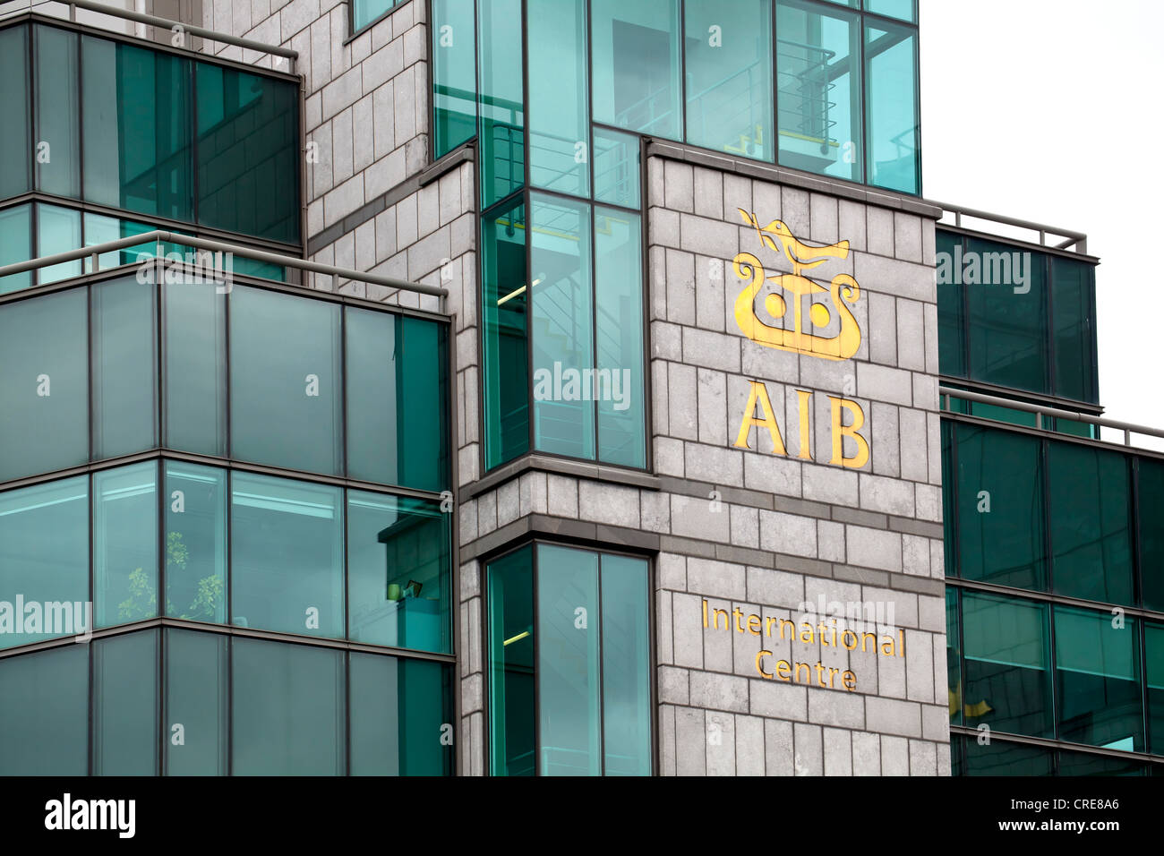 Headquarters of the Allied Irish Bank, AIB, on the River Liffey in the financial district in Dublin, Ireland, Europe Stock Photo