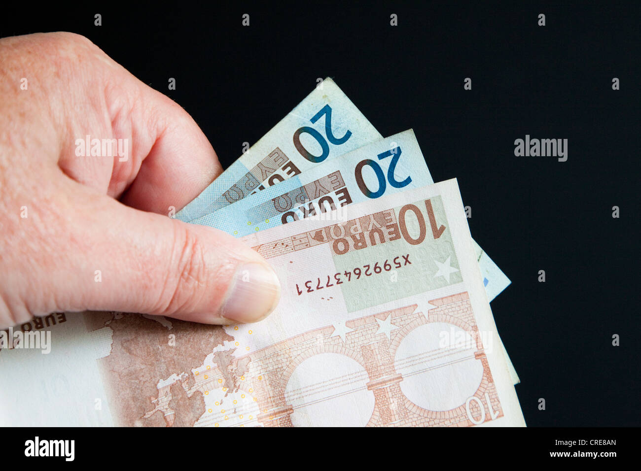 Euro notes in the hand Stock Photo