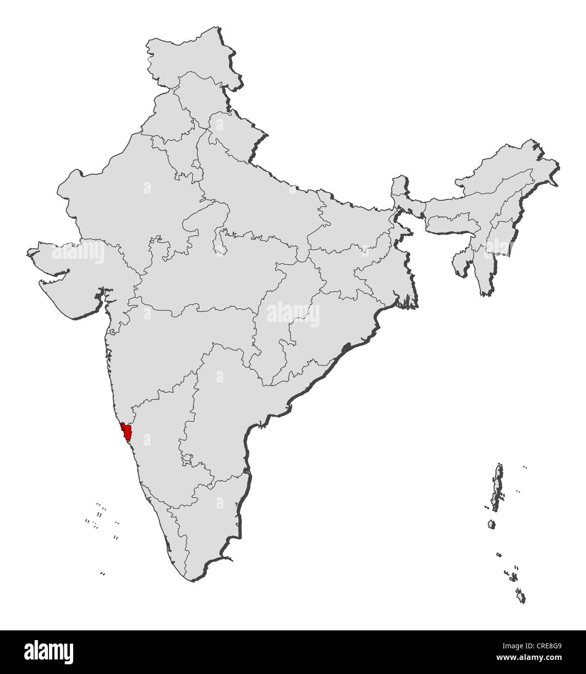 Goa In India Political Map Political Map Of India With The Several States Where Goa Is Highlighted  Stock Photo - Alamy