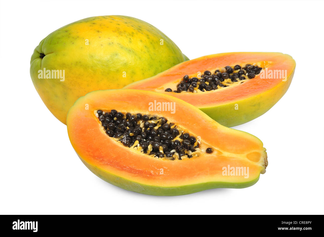 Fresh papaya isolated on white background  Stock Photo