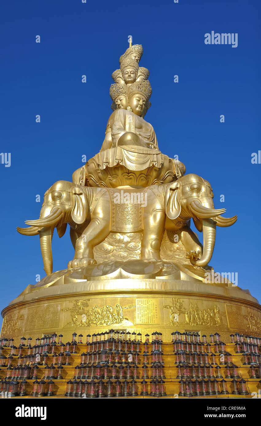 Statue of Samantabhadra, Golden Summit, Emei Shan, China Stock Photo