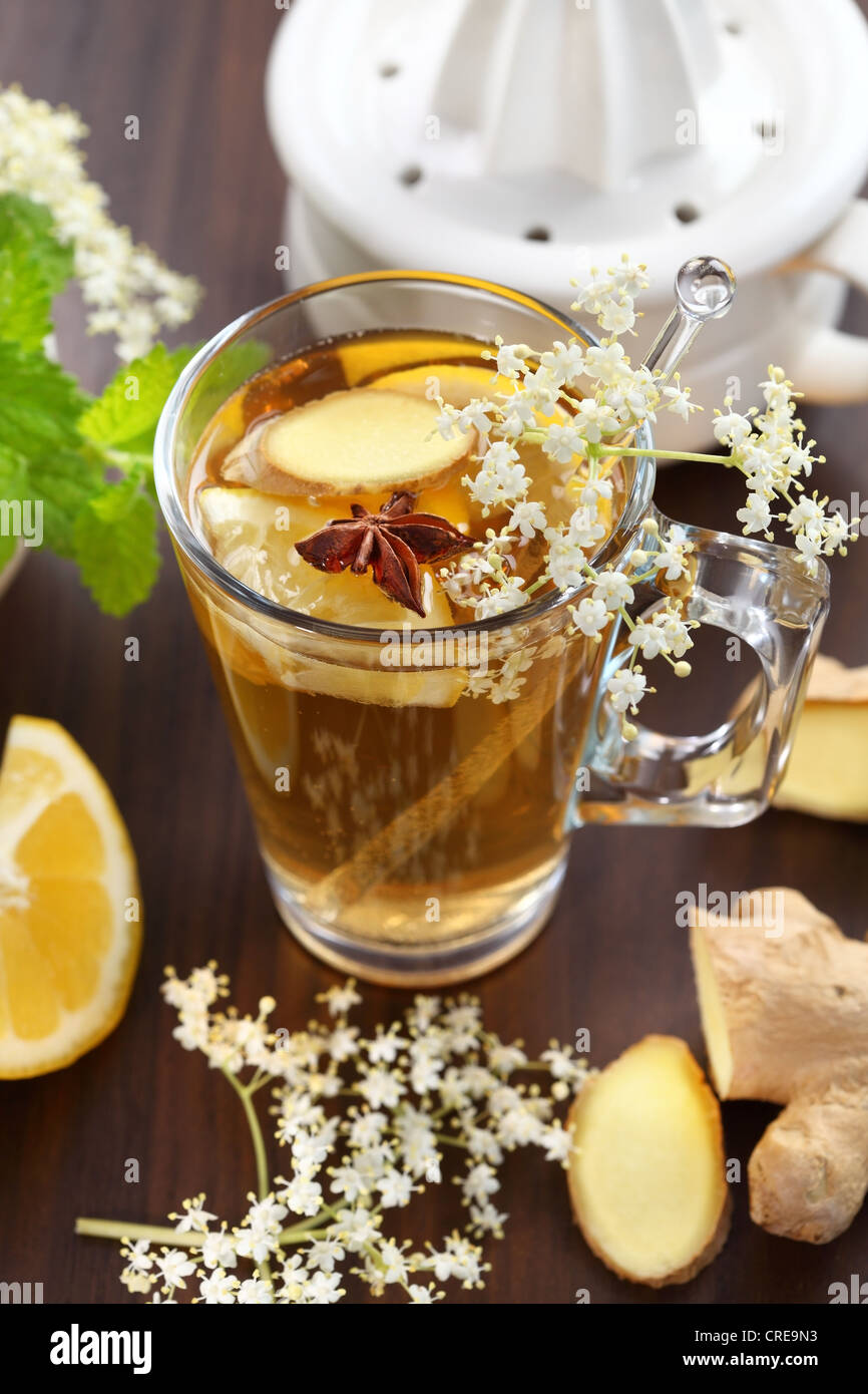 Refreshing Ginger ale lemonade with anise Stock Photo Alamy