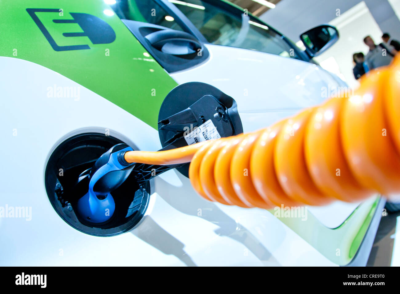 Charging with a charging cable, on an electric car, E-Smart electric drive by Smart, Daimler Group Stock Photo