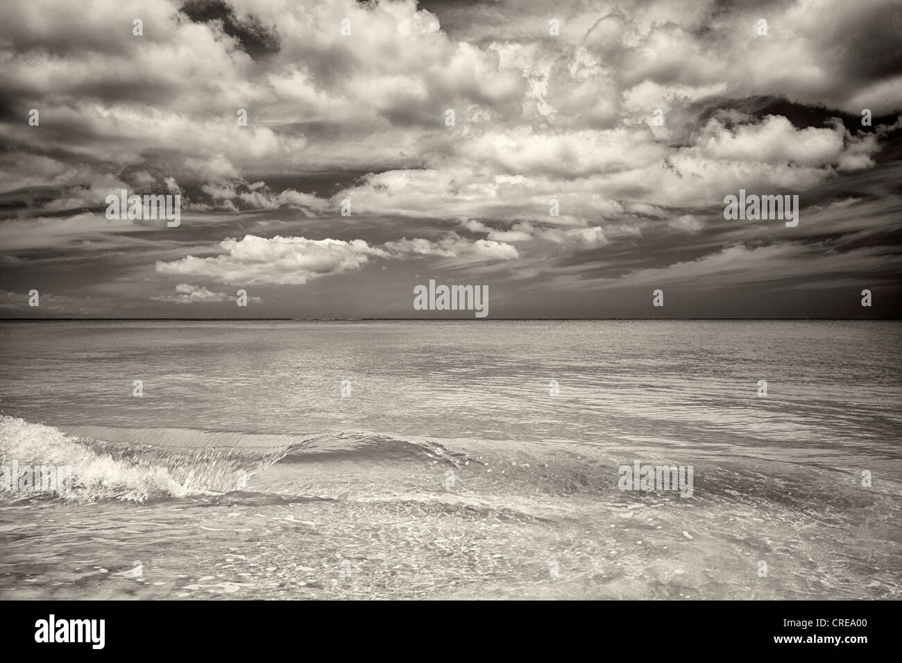 Waves on Pine Cay. Turks and Caicos. Stock Photo