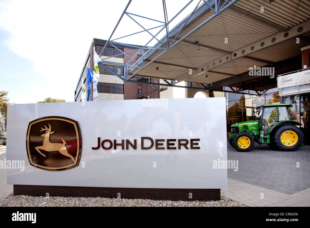 Logo outside the European headquarters of the American agricultural machinery manufacturer John