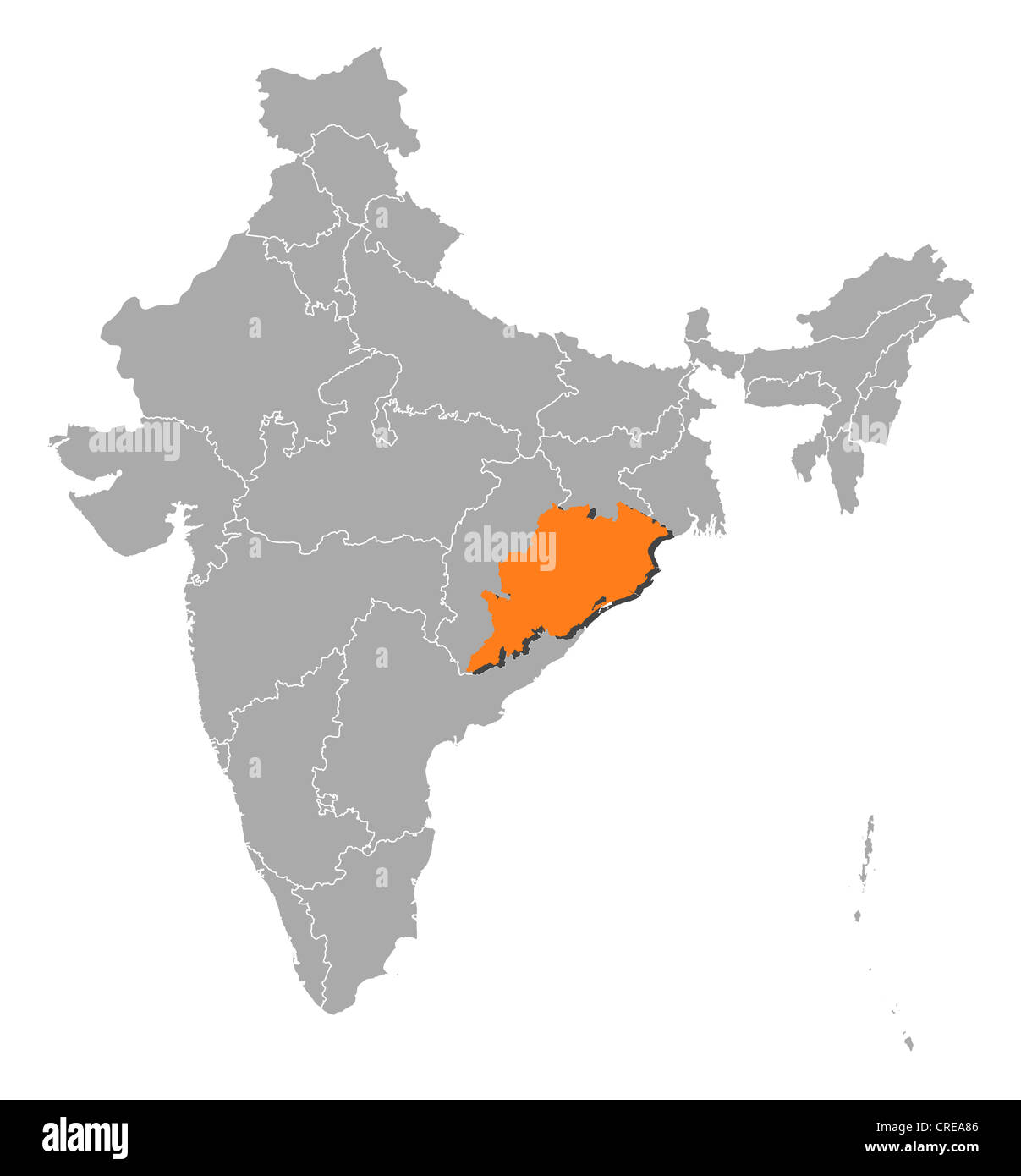 Odisha On India Political Map Political Map Of India With The Several States Where Orissa Is Highlighted  Stock Photo - Alamy
