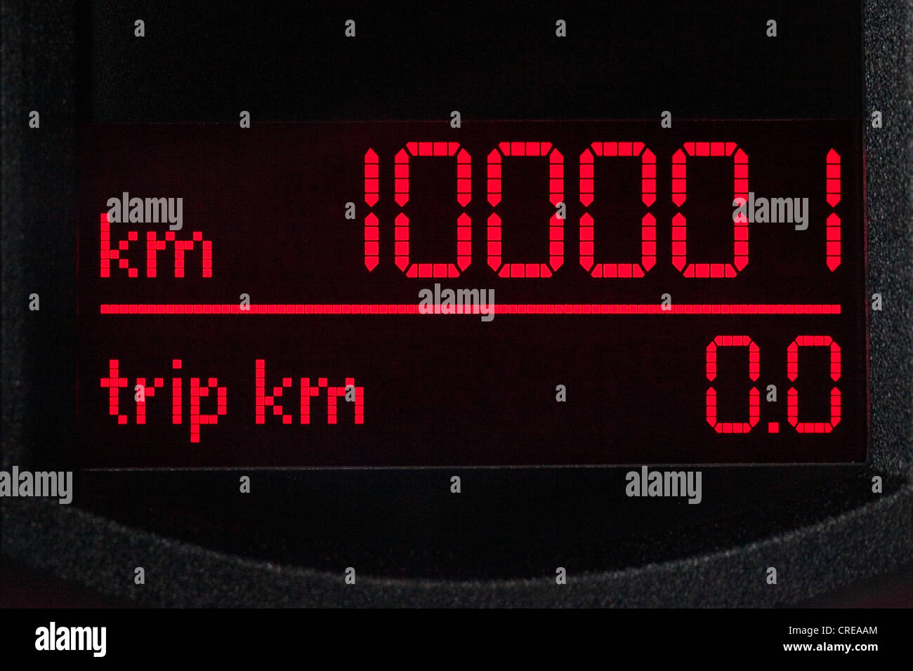 Speedometer, mileage of 100, 001 kilometers in the instrument panel in the cockpit of a Volkswagen, VW Stock Photo