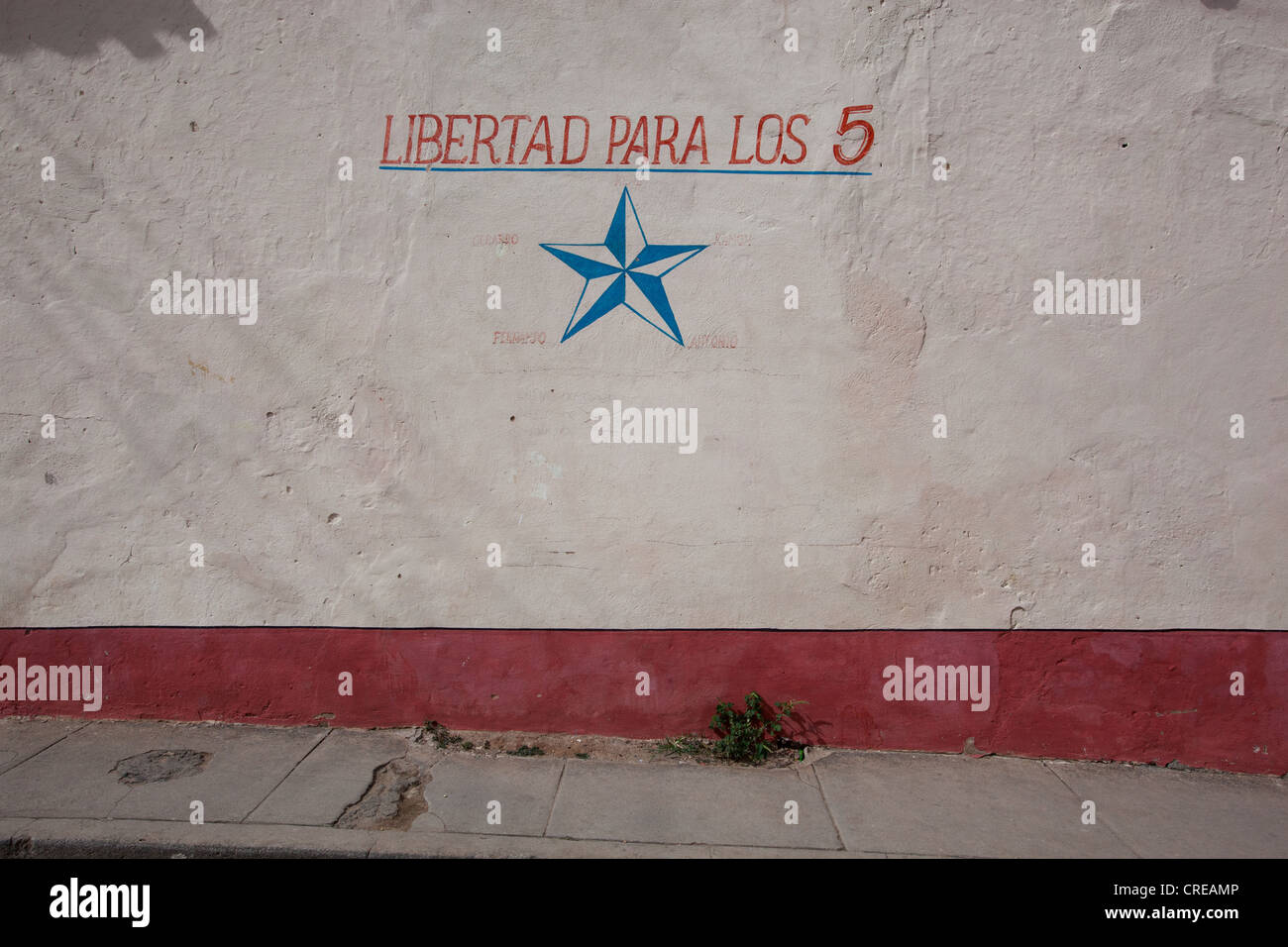 Libertad Para Los 5 sign on a wall in Trinidad, Cuba. Stock Photo