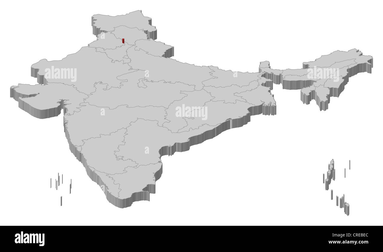 Chandigarh On India Political Map Political Map Of India With The Several States Where Chandigarh Is  Highlighted Stock Photo - Alamy
