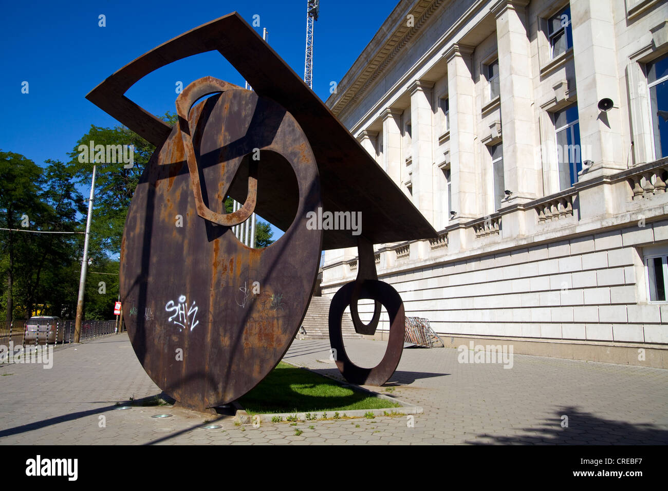 Penny Farthing style sculpture outside the Vassil Levski National Stadium in Sofia, Bulgaria Stock Photo
