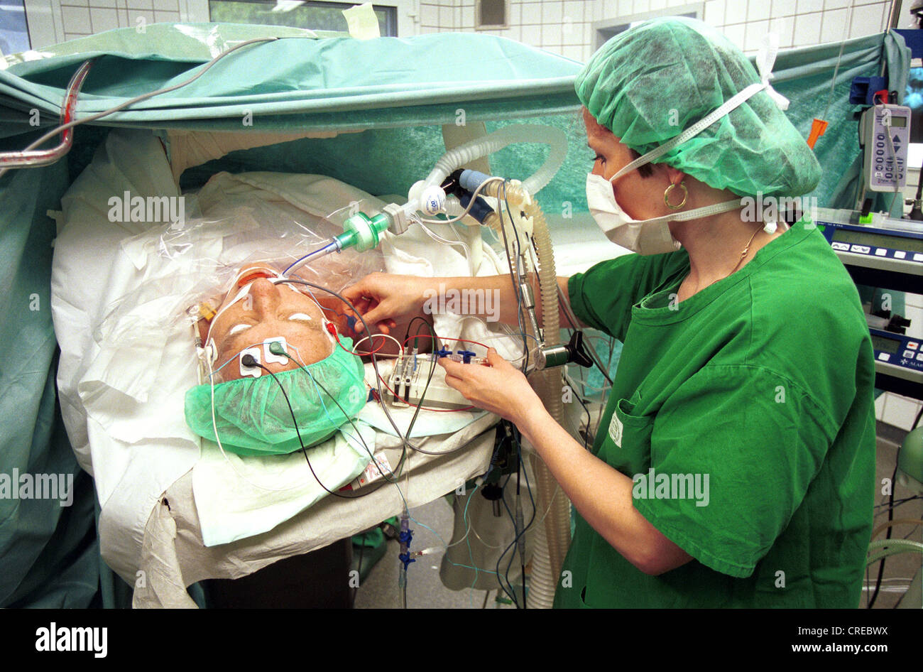Surgical nurse during the operation, Bochum, Germany Stock Photo