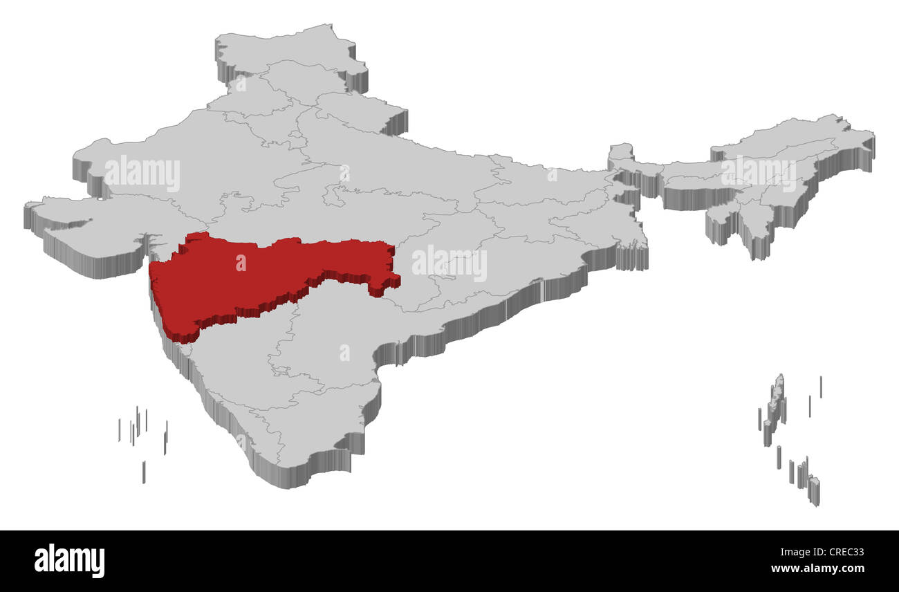 Political Map Of Maharashtra State Political Map Of India With The Several States Where Maharashtra Is  Highlighted Stock Photo - Alamy