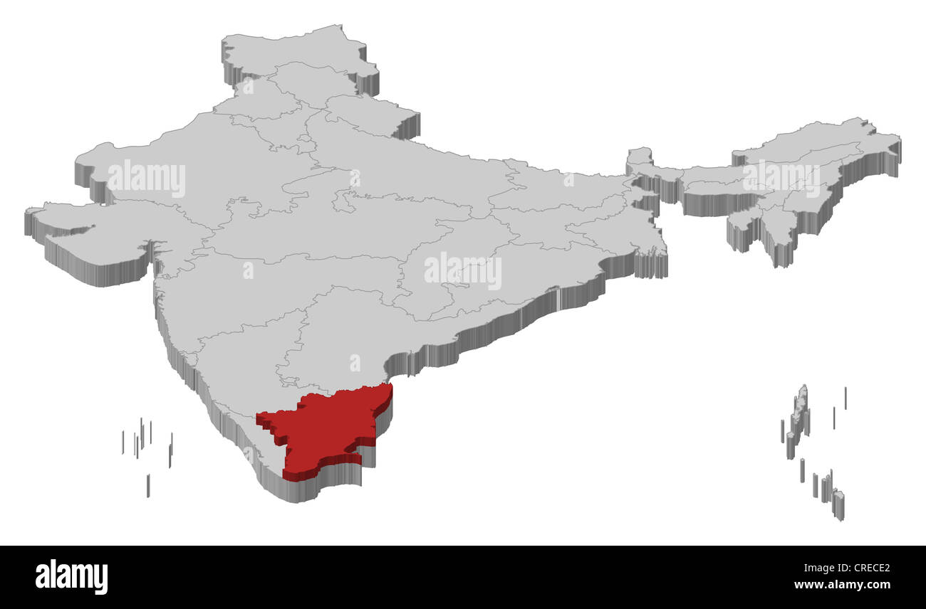 India Map With Tamilnadu Highlighted Political Map Of India With The Several States Where Tamil Nadu Is  Highlighted Stock Photo - Alamy
