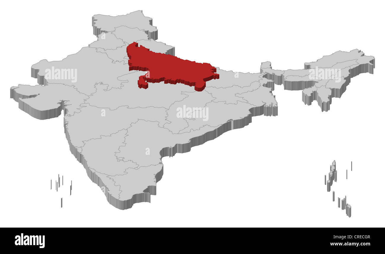 Up In India Political Map Political Map Of India With The Several States Where Uttar Pradesh Is  Highlighted Stock Photo - Alamy