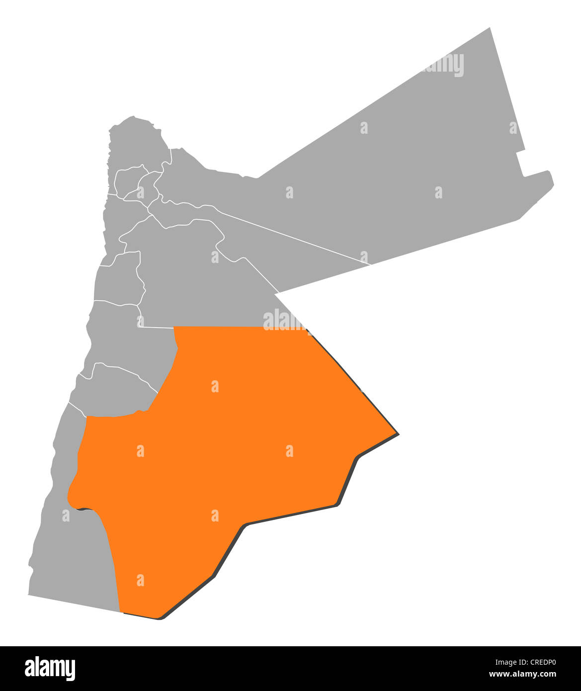 Political map of Jordan with the several governorates where Ma'an is