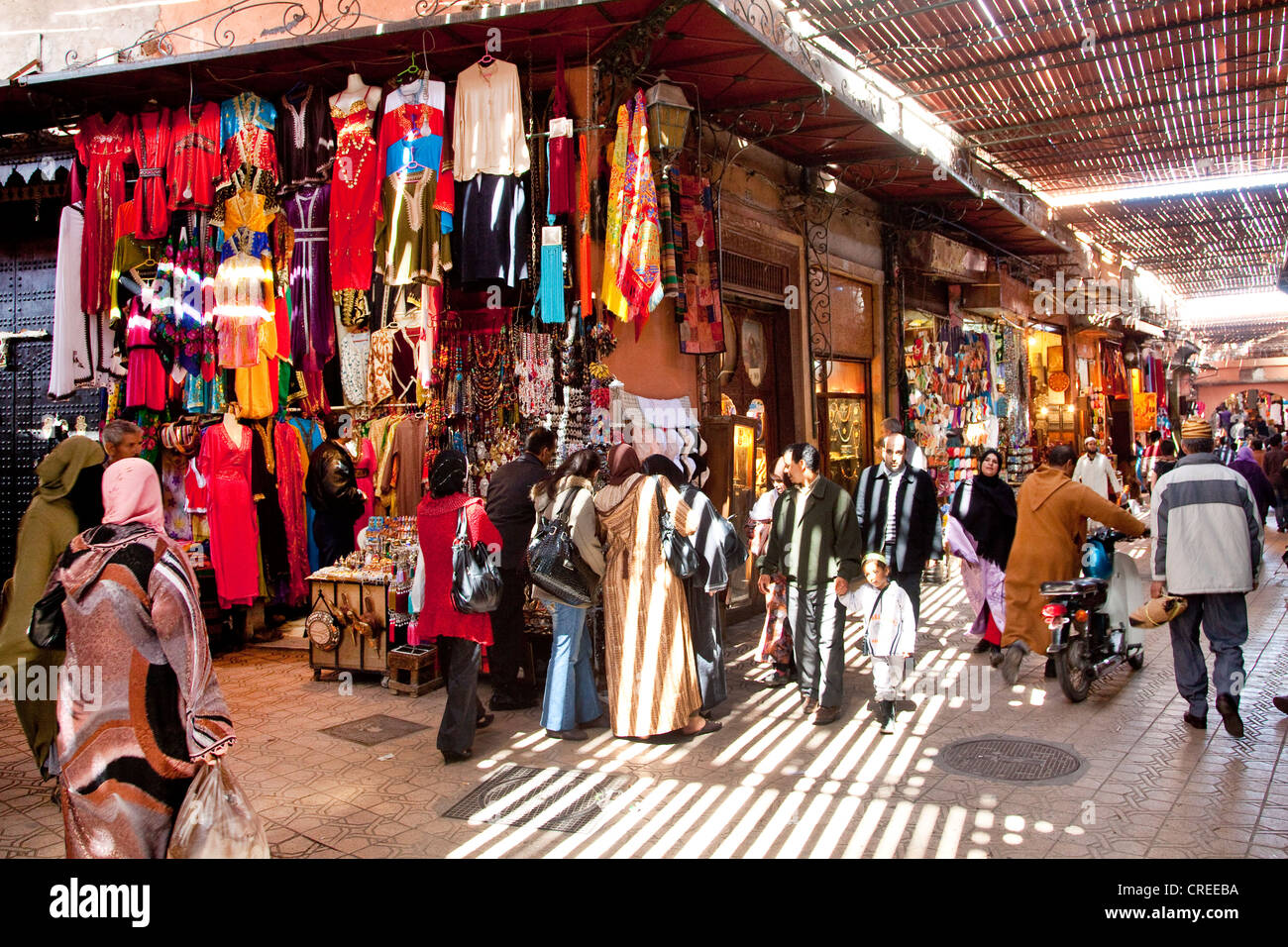 Shops in the souq, market, in the Medina, historic district, Marrakech, Morocco, Africa Stock Photo