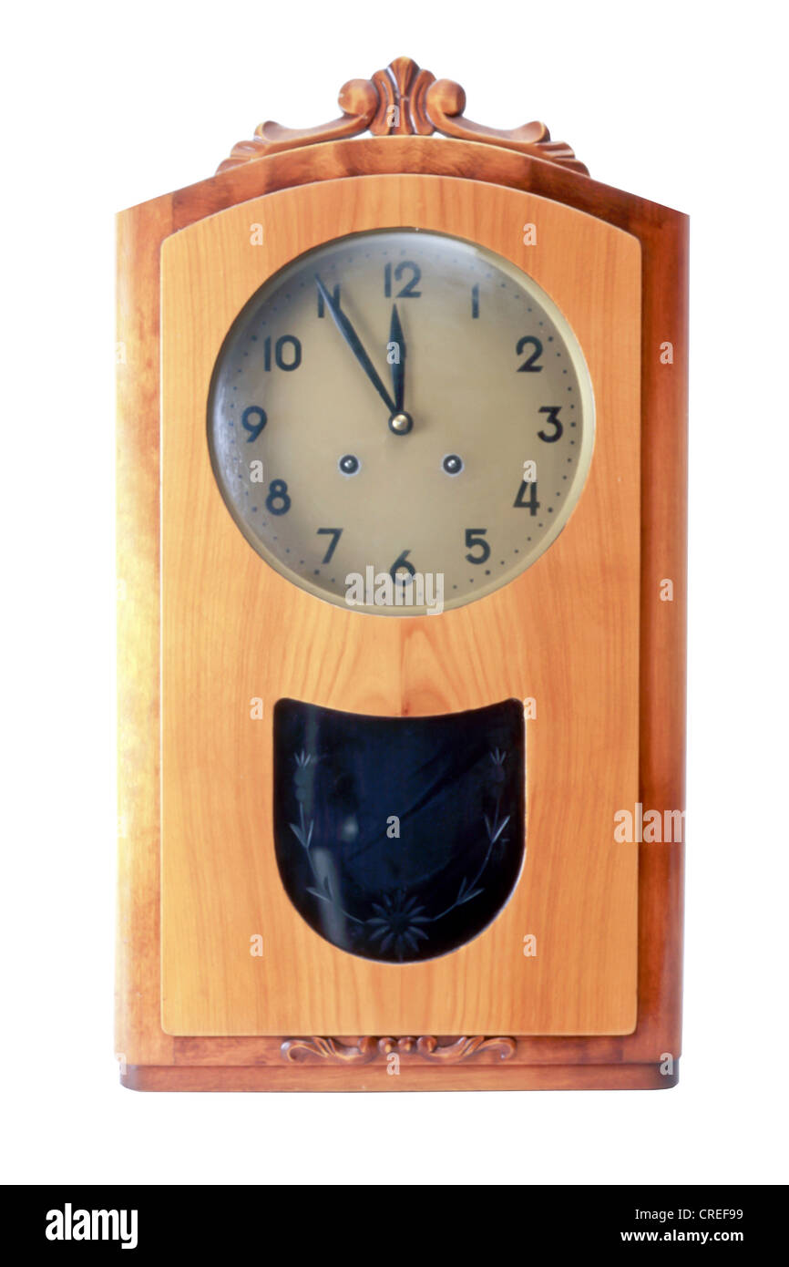 Antique wall clock isolated on white background Stock Photo - Alamy