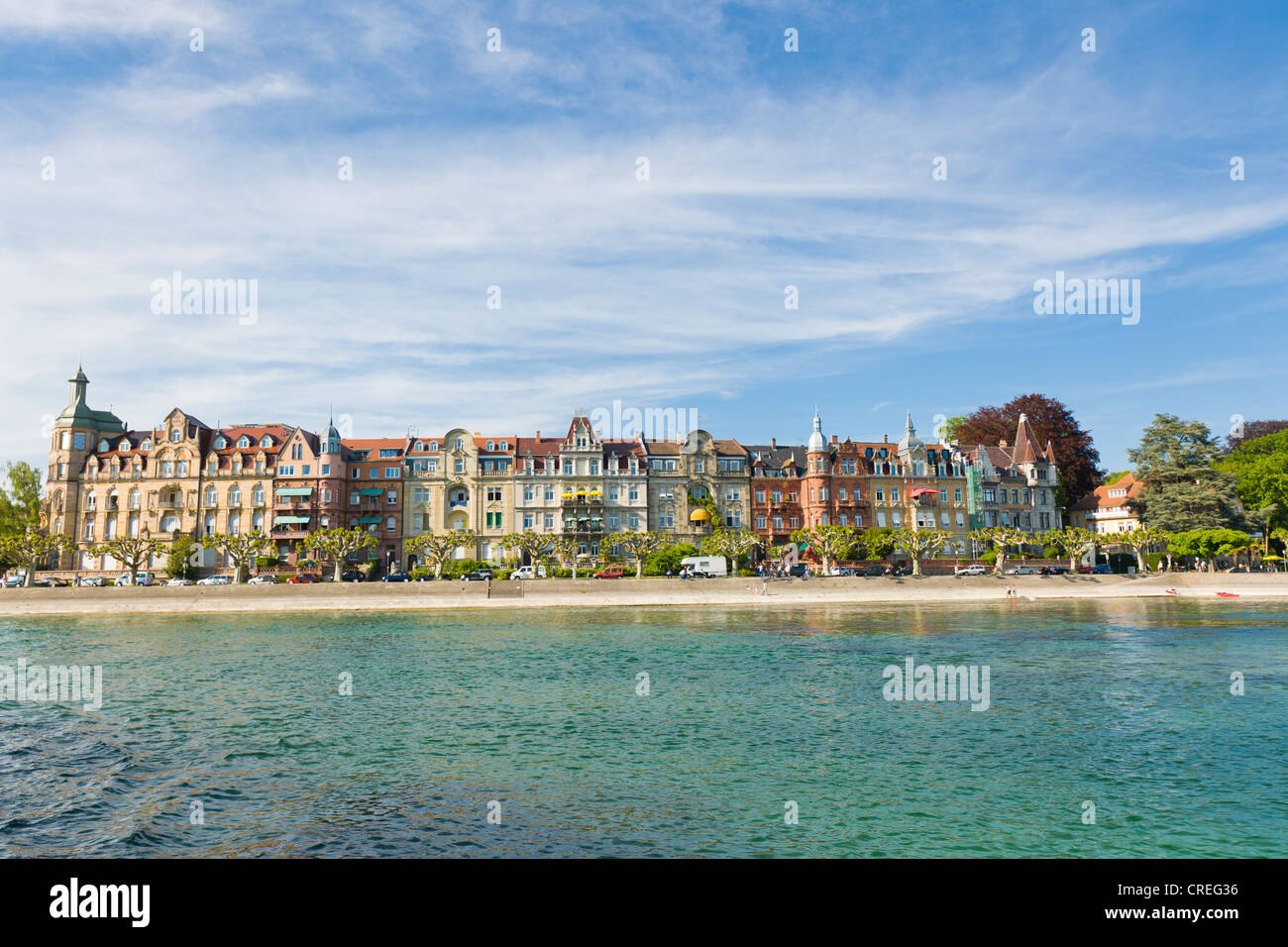 A row art nouveau houses on Seestrasse street, Konstanz, Constance