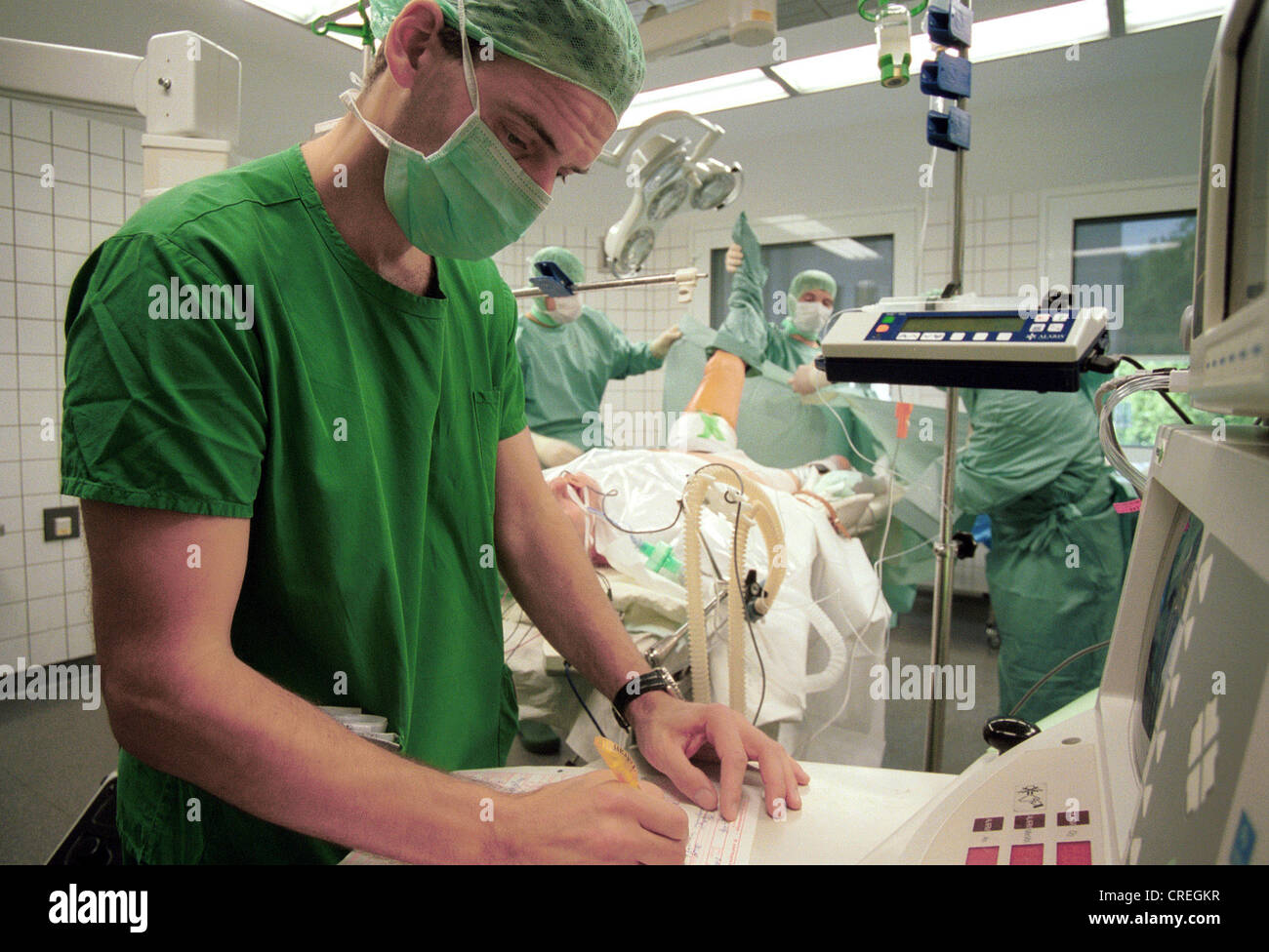 Anaesthesia during the operation, Bochum, Germany Stock Photo
