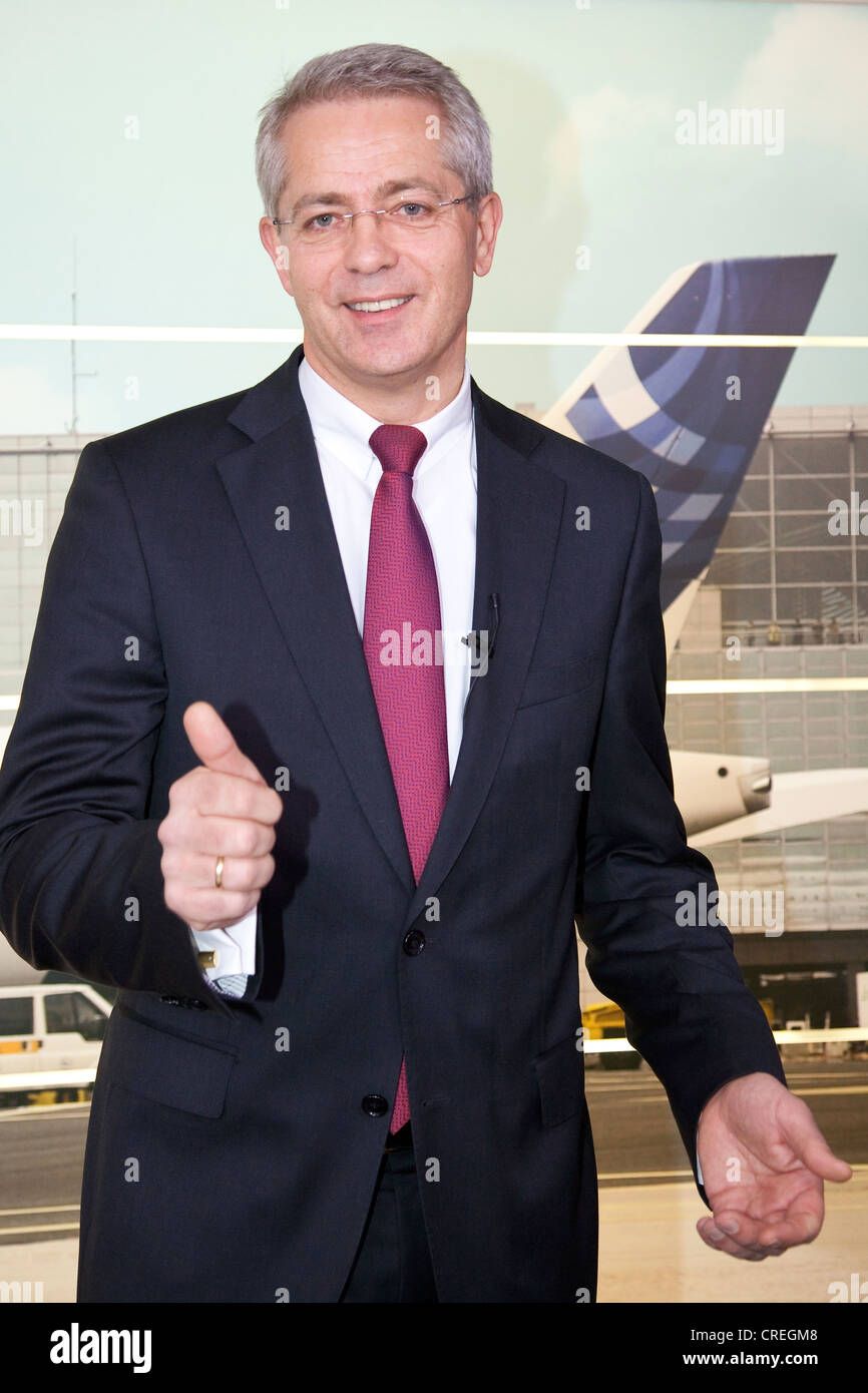 Stefan Schulte, CEO of Fraport AG, annual results press conference, Frankfurt am Main, Hesse, Germany, Europe Stock Photo