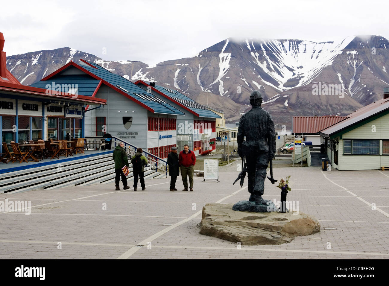 miner statue in Longyearbyen, Norway, Svalbard Stock Photo