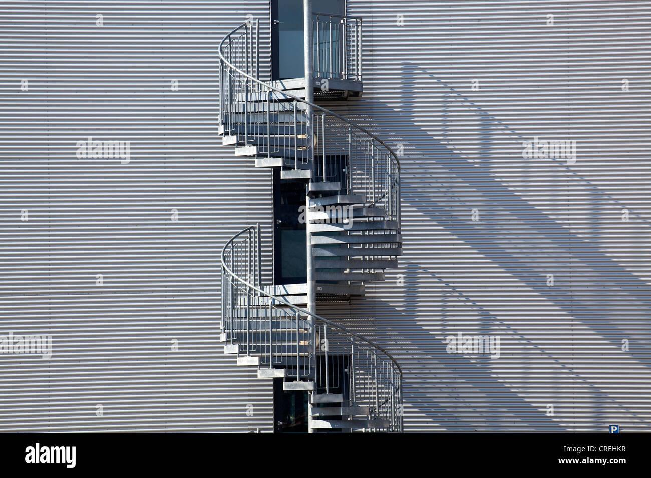 Spiral staircase, emergency exit, at an office building in Unterfoehring near Munich, Bavaria, Germany, Europe Stock Photo
