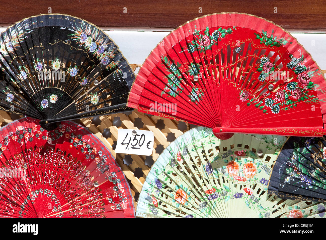 Spanish colorful fans in souvenir shop, Valencia souvenirs Spain Europe  Stock Photo - Alamy