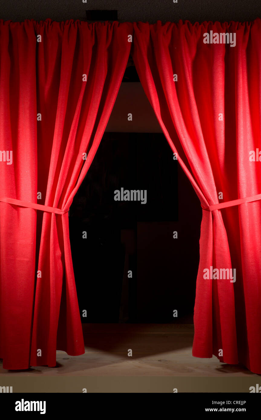 Red curtains on stage Stock Photo