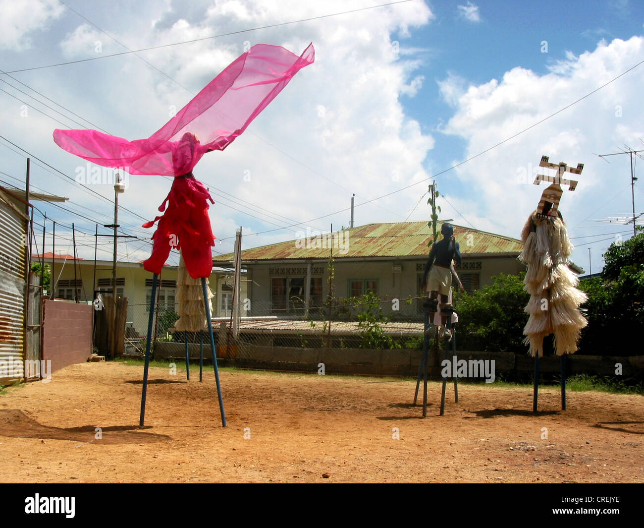 Stilt walker of the Carnival group Moko Jumbiesty  in Port of Spain, Trinidad and Tobago, Trinidad, Port of Spain Stock Photo