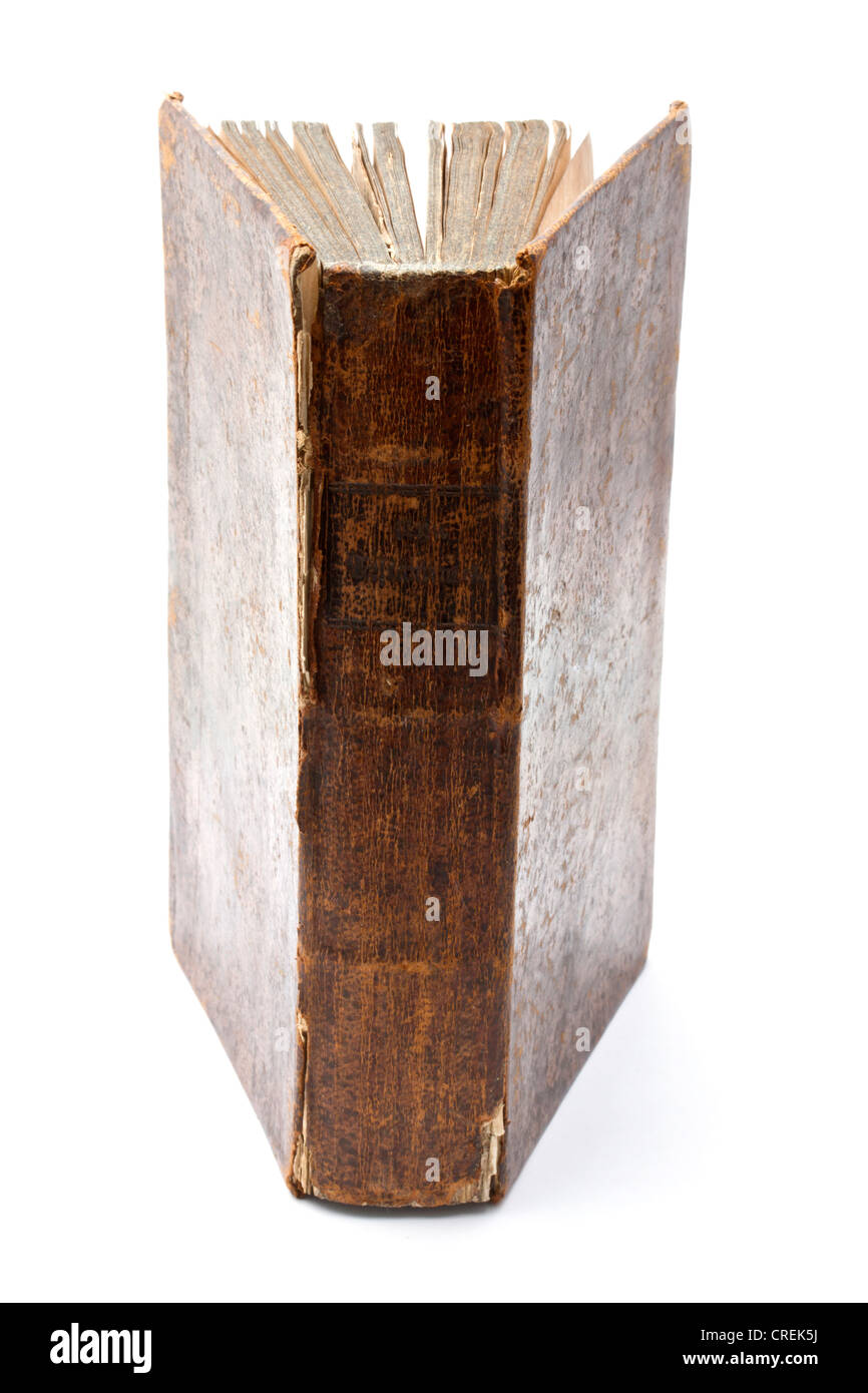Old book isolated on white background Stock Photo - Alamy