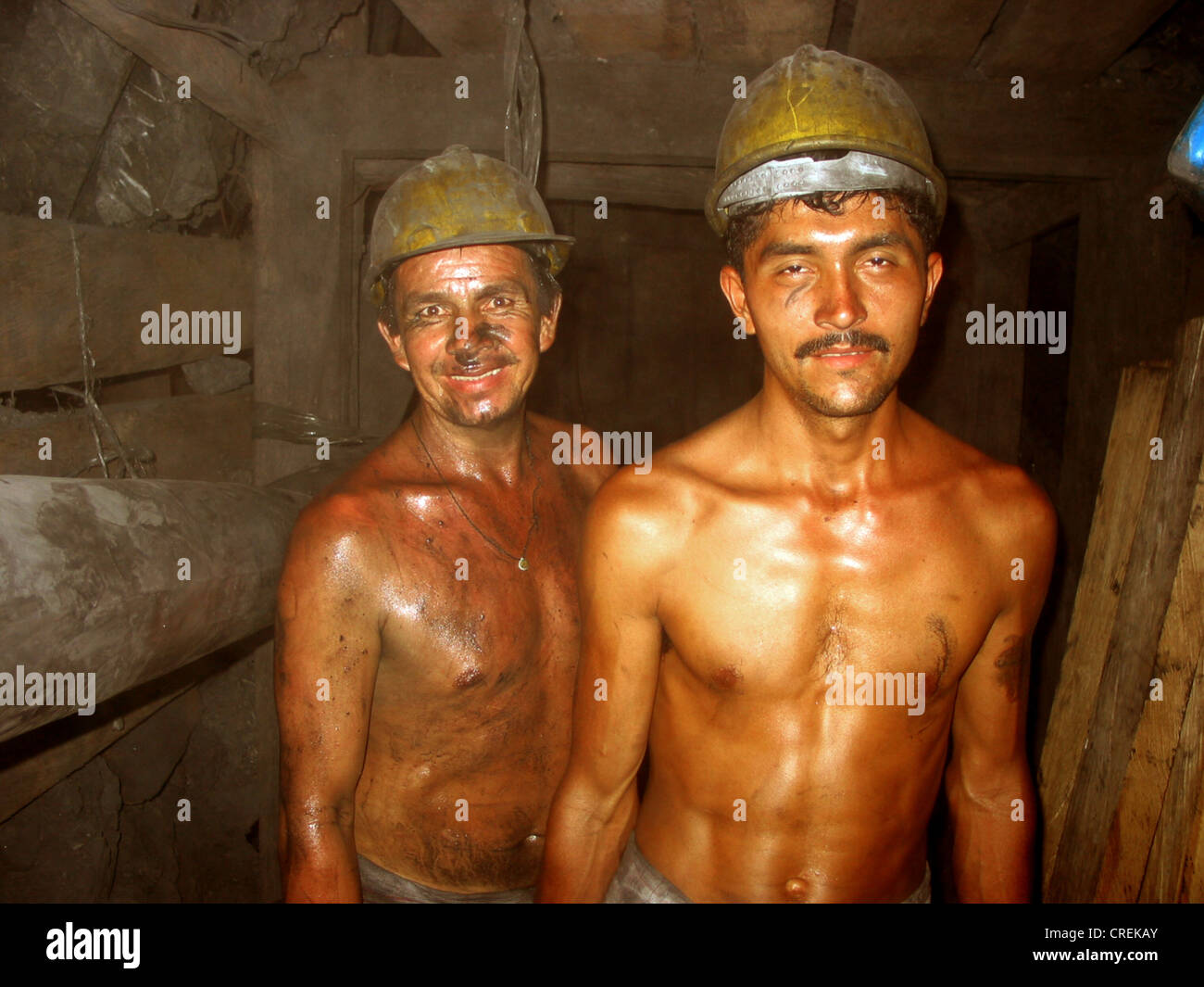 Miners in emerald mine in Muzo, Colombia, Muzo Stock Photo