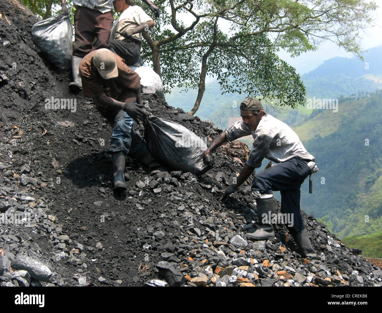 Adventurers digging emeralds in Muzo, Colombia, Muzo Stock Photo