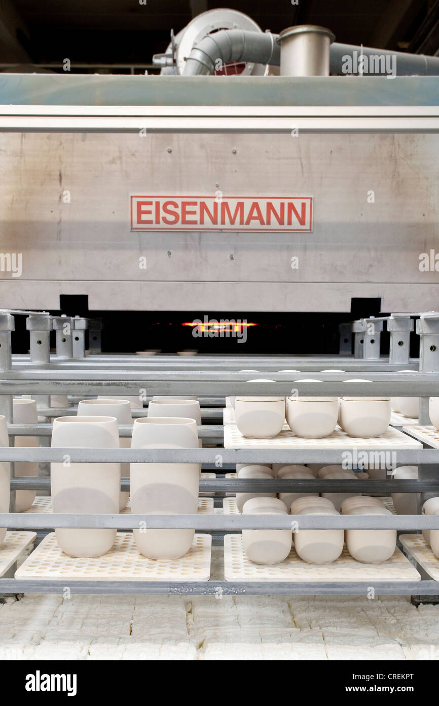 Kiln from the Eisenmann company in the production of tableware at the porcelain manufacturer Rosenthal GmbH, Speichersdorf Stock Photo