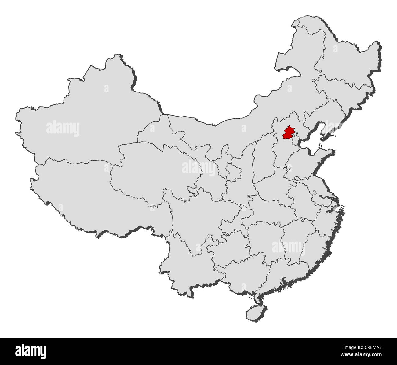 Political map of China with the several provinces where Beijing is ...