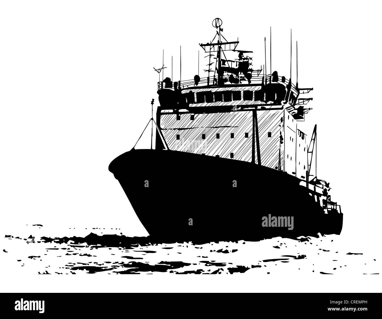 The sketch of a ship Stock Photo