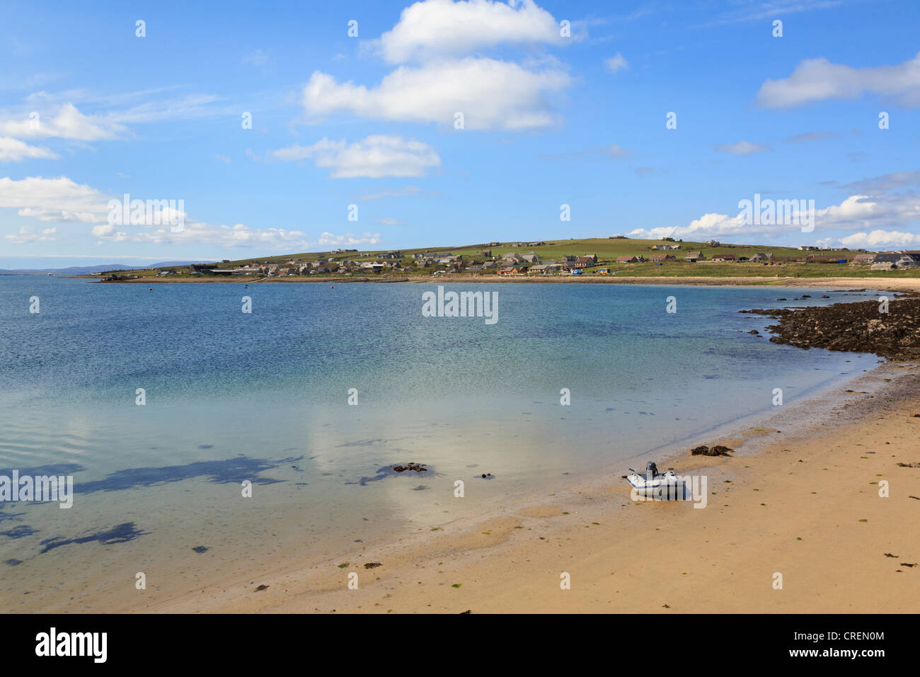 View along Water Sound to Burray Village on Burray Island, Orkney Islands, Scotland, UK, Britain Stock Photo