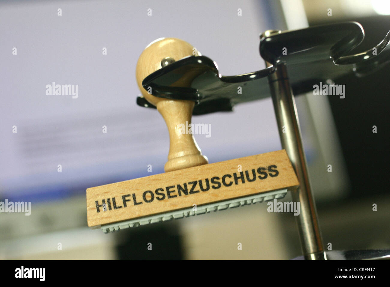 stamp Hilflosenzuschuss, helpless subsidy Stock Photo