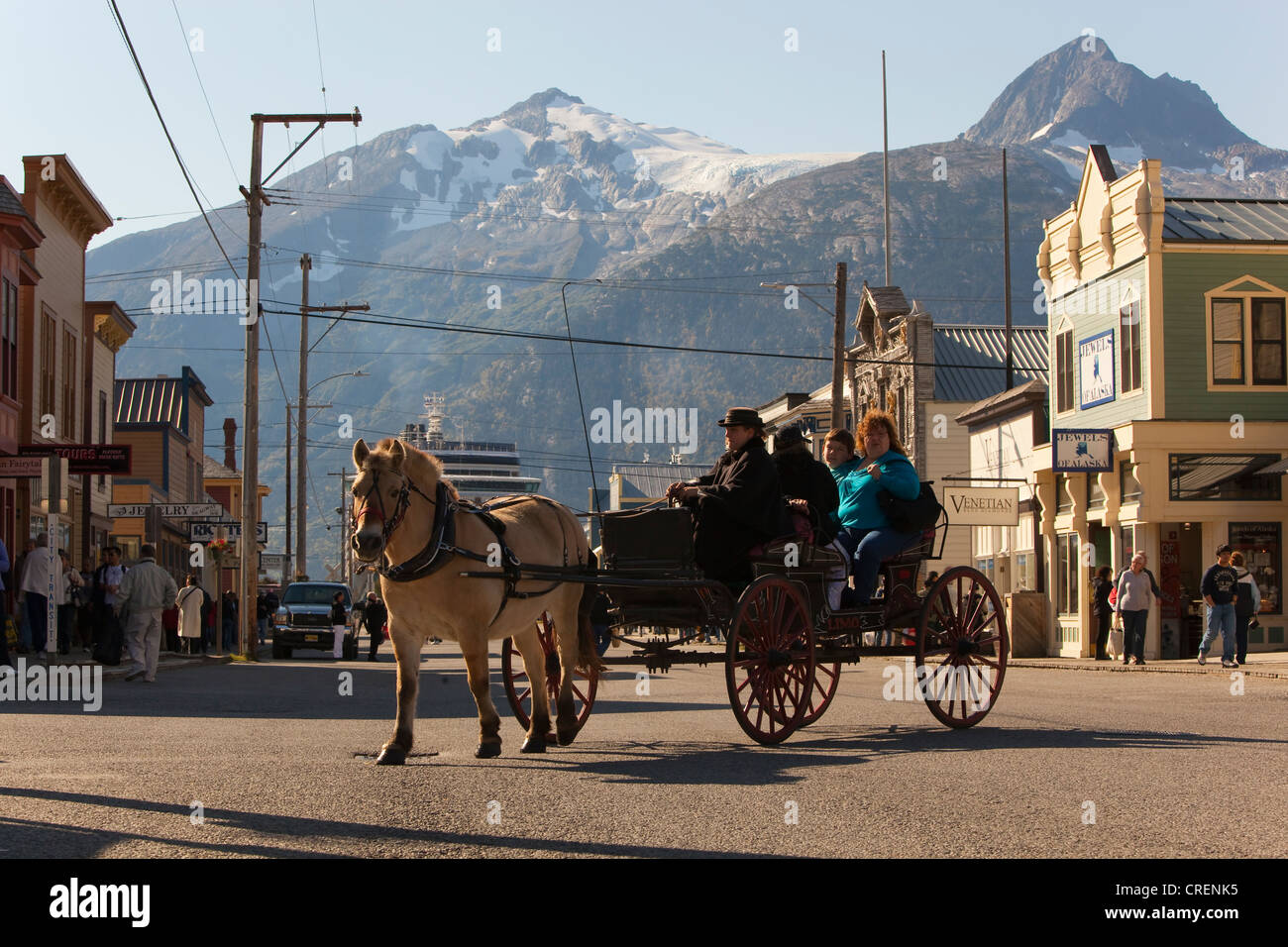 Horse drawn carriage in historic skagway hires stock photography and