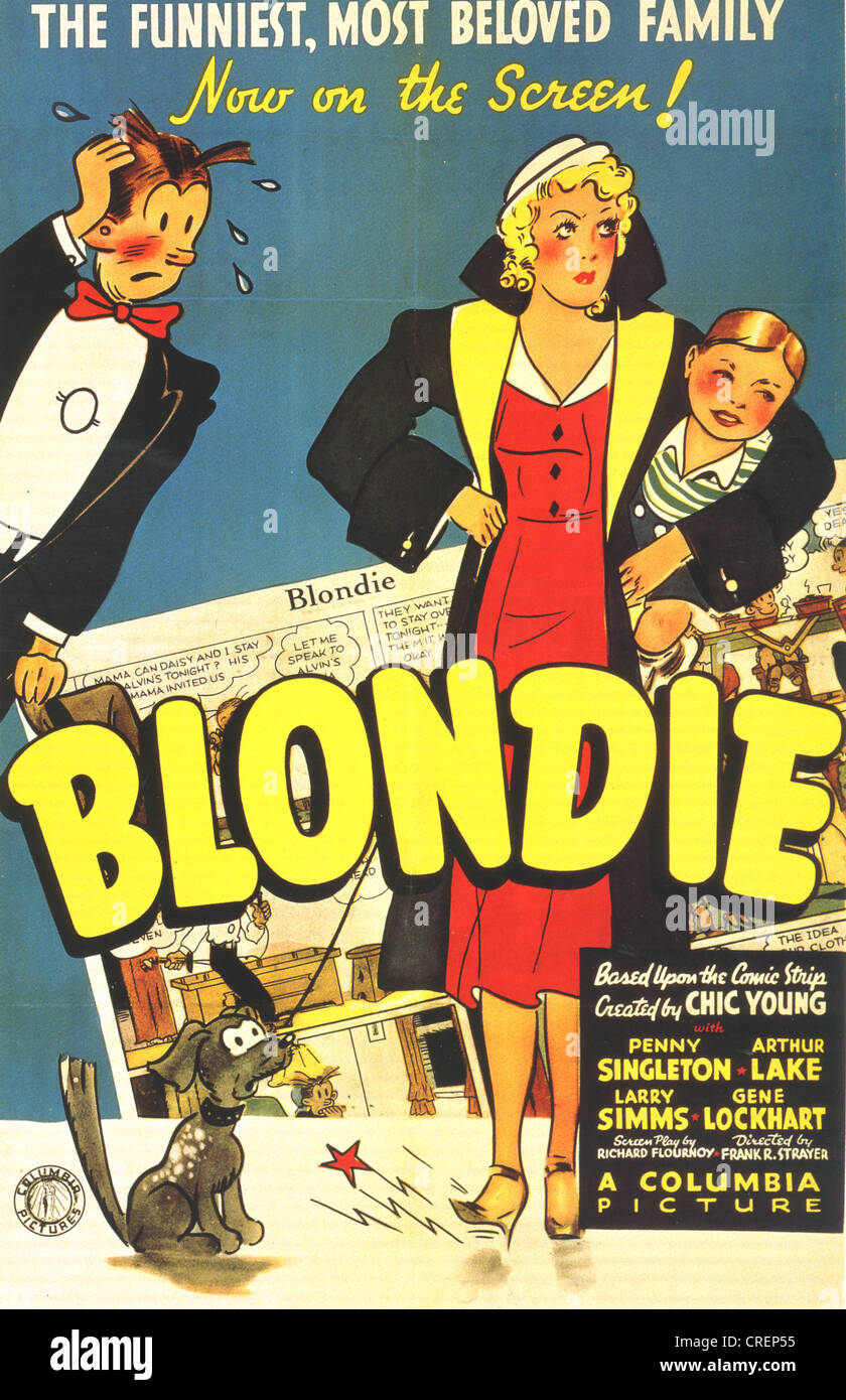 BLONDIE Poster for 1939 Columbia film based on the Chic Young comic strip Stock Photo