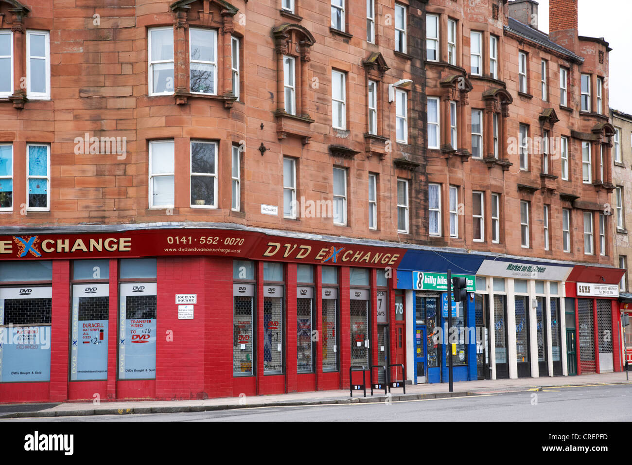 tenement buildings and shops on saltmarket glasgow scotland uk Stock