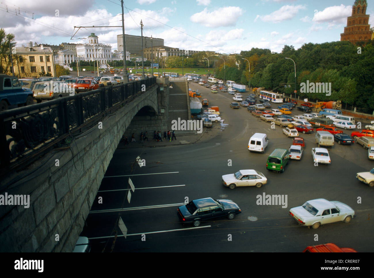 Moscow Russia Long Traffic Jam Stock Photo