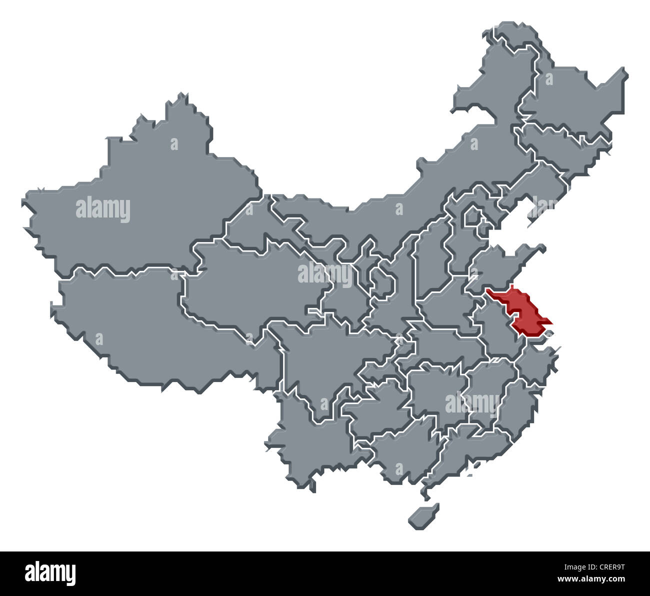 Political map of China with the several provinces where Jiangsu is highlighted Stock Photo Alamy
