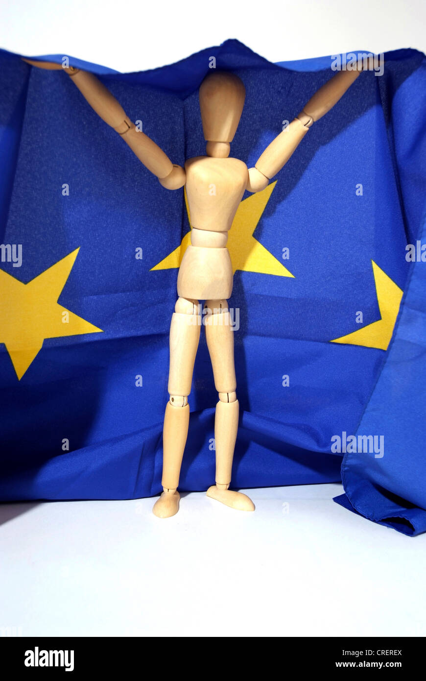 jointed doll with EU flag Stock Photo