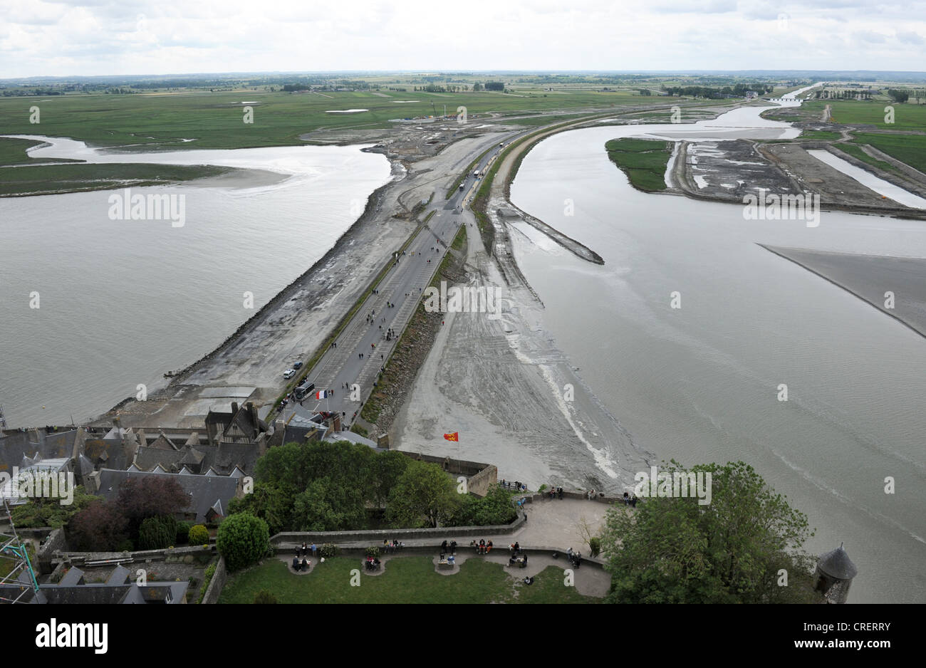 Remains of the causeway to Mont Saint Michel which is to be replaced with a bridge Stock Photo
